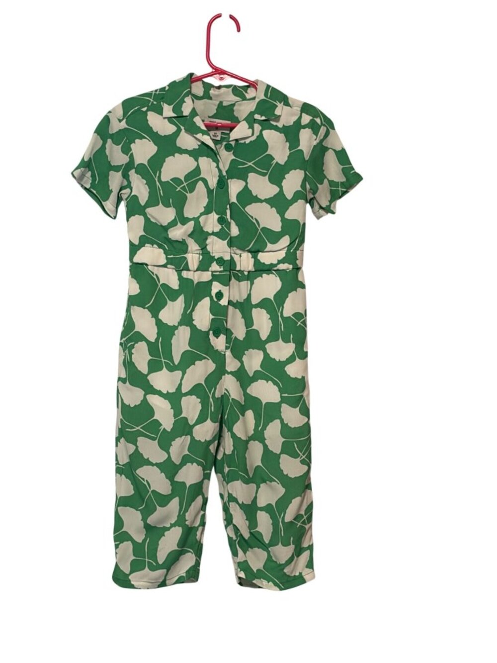 Diane VonFurstenberg Girls Size 3T Green White Jumpsuit Pantsuit Pants 1 Piece B